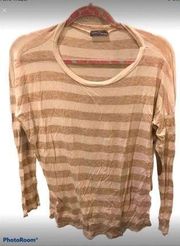 Market & Spruce Long Sleeve Caramel Striped Top- Size: Large