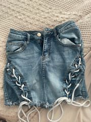 Fashion Nova Lace up denim skirt