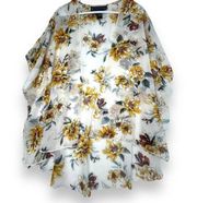 Polly & Esther Women's White Floral shawl Sz Med #436