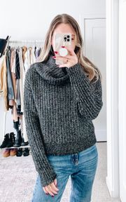Black & White Marled Cowl Neck Turtleneck Sweater 