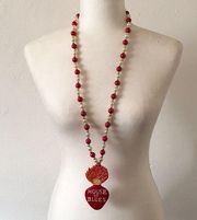 RARE HOUSE OF BLUES SACRED HEART MARDI GRAS BEAD NECKLACE NEW ORLEANS