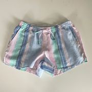 pastel striped pull on shorts