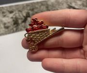 Gold Tone Heart Cart Rickshaw Pin Marked Avon Valentine’s Day