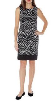 Mario Serrani Womens size 14 Sleeveless Shift Diamond Black White Dress