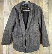 Relativity Size Small Hooded Lined Gray Blend Jacket w/Button Pockets Zi…