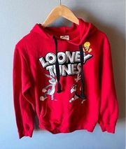 VINTAGE 90s Style Womens Looney Tunes Hooded Pullover Sweatshirt - Size Small