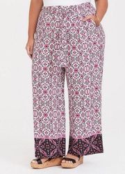 Torrid White&Pink Mixed Print Wide Leg Pants Sz.2