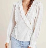 Maeve Anthropologie Laila Eyelet Ruffle Wrap Blouse