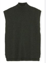 Ganni Dark Green Wool Sweater Vest