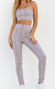 Pearl Plaid High Waste Pants Only