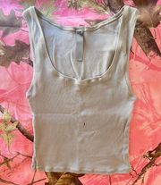 cotton rib tank top in khaki mint green