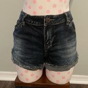 Rue 21 dark denim jean shorts Sz 13 with rolled leg