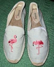 ANTHROPOLOGIE/SOLUDOS Picnic Espadrille Light Blue with Pink Flamingo Size US 9