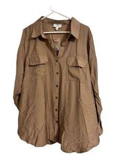 Women’s Perch by Blu Pepper Tan Button Down Top.