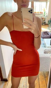 Square Neck Red Dress