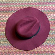 MAROON ABERCROMBIE FELT WIDE BRIMMED BOHO HAT