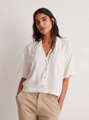 Madewell Button Front Resort Shirt in Lusterweave Lighthouse XS NWT