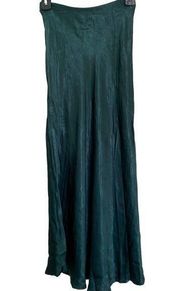 H&M Divided Dark Green Silk Elastic Waist Midi Slip Skirt Size 2