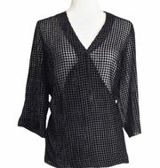 L'AGENCE Black Wrap Sheer Blouse Size Small