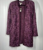 NWT Dana Buchman Women’s Purple Long Sleeve Open Front Cardigan Size XS