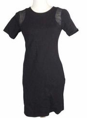 Tibi fishnet shoulder bodycon dress black