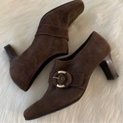 Liz Claiborne Maribel Brown Suede Leather Block Heel Shoe Size 7