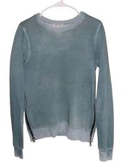 Double Side Zip Sweatshirt Size Medium Teal