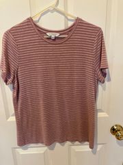 Pink Striped Tee, Size Large