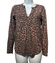 Socialite Rust Black cheetah leopard Animal Print V Neck Pullover Size S