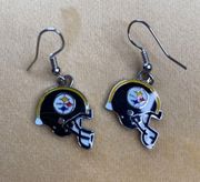 Pittsburgh Steelers Black Enamel Helmet Earrings