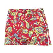 Polo Golf Ralph Lauren Womens Paisley Golf Skort Pockets Size 12 Red Yellow