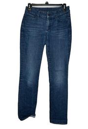 Ann Taylor LOFT Women Jeans Curvy Fit Straight Low-Rise Stretch Denim Blue 27