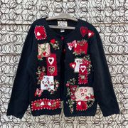 Vintage Y2K Heirloom Collectibles Valentine's Day Hearts Cardigan Sweater LARGE