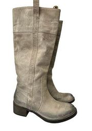 Lucky Brand Hybiscus Gray Leather Knee High Riding Boots Size 8