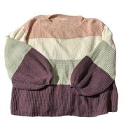 Stevie Hender women's Small oversized chunky knit striped crew knit sweater