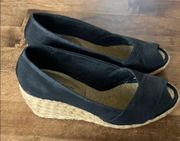 black wedge espadrille shoe