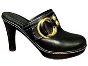 Coach Claude A0400 Antique Calf Mules Black Platform Heels, Size 7B