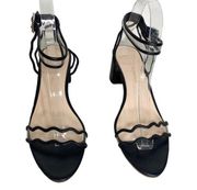 Loeffler Randall Emi PVC Scallop Block Heels Black Leather