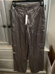 Young Fabulous and Broke gray satin cargo pant small NEW