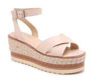 WORN ONCE Vince Camuto Martinda Espadrille Wedge Sandal Pink Bunny Nose 7.5