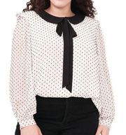 NWT CeCe Swiss Dot Tie Collar Black & White Blouse Women’s Plus Size 3X NEW