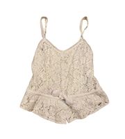 White Lace Peplum Cami