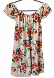 Boho Floral Off Shoulder Mini Casual Summer Flirty Dress Chelsea & Violet XS