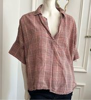 Madewell Pink Plaid Camp Shirt