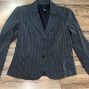 Rafaella Petite Black Pinstripe Blazer Notched Lapel Lined Button Front