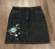Ann Taylor embroidered denim skirt