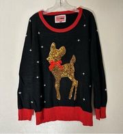 Tipsyelves sequin rain deer Christmas sweater