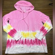 Jane & Delancey Tie Dye Pink / Yellow Hoodie Sweatshirt - Size Medium