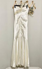 White Formal One Shoulder Mermaid Bridal Gown Dress 6