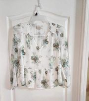 V-Neck Peplum Floral Top Size Xs.  2053